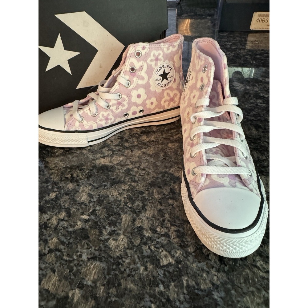 Converse Chuck Taylor Pink Floral High Top Spring Bridal Sneakers SIZE 4 Shoes - Picture 4 of 8